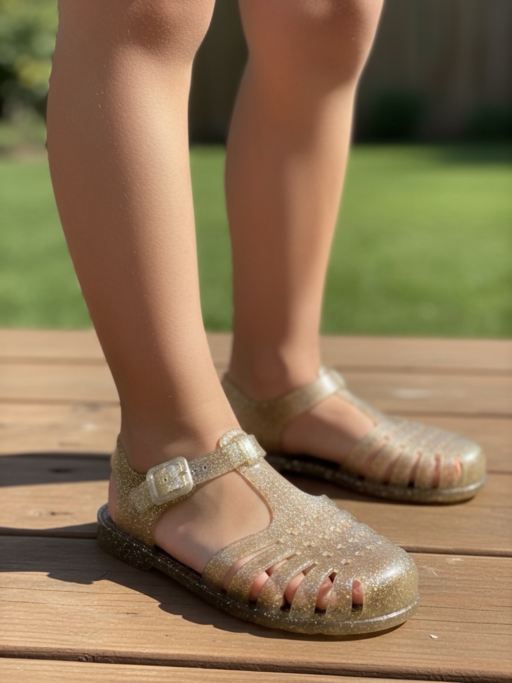 Target Gold Glitter Jelly Cage Sandals